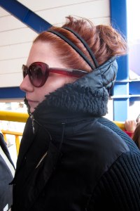 Trying to stay warm in line for Fujiyama--photo by Spencer