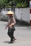 woman in rice hat